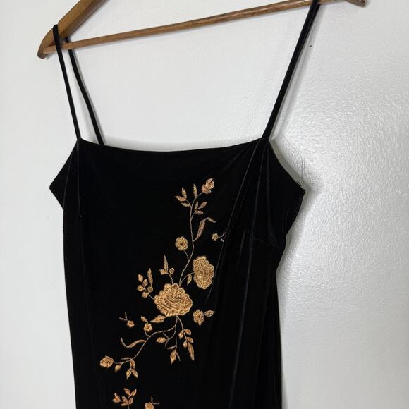 Arianna by Rachel Kaye Dress Womens 10 Velvet Embroidered Spaghetti Strap USA - Picture 2 of 8